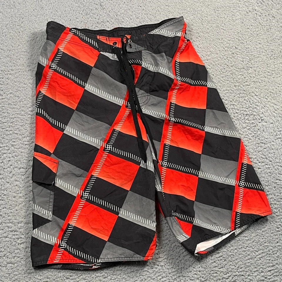 Hang Ten Swim Shorts Mens XL Elastic Back Waist Pockets Mesh Lined Geometric - Image 4 of 4