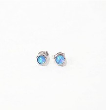 Opal Stone Moon Earrings Silver Plated