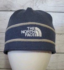 The North Face Black Gray Striped Knitted Beanie Hat One Size Winter Wear