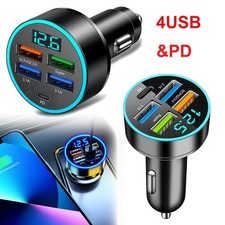 Auto Schnell Ladegerät 4 USB & USB-C Handy Stecker KFZ Zigarettenanzünder DC12V Auto Schnell Ladegerät 4 USB & USB-C Handy Stecker KFZ Zigarettenanzünder DC12V