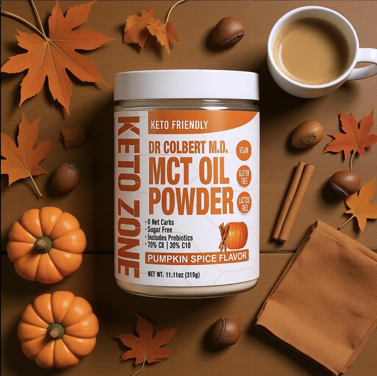 Dr.colbert's Keto Zone MCT Oil Powder Pumpkin Spice Flavor 300