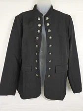 Women's Open Front Long Sleeves Work Blazer Casual Buttons Jacket Suit Size L