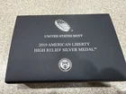 2019 American Liberty High Relief 2.5 oz Silver Medal With OGP & COA