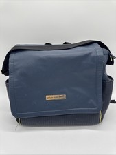 Large Petunia Pickle Bottom Boxy Backpack in Navy Blue Leatherette Diaper Bag