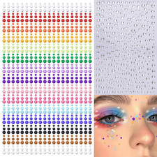 1250 PCS Self Adhesive Rhinestones Stickers Rainbow Gems for Face Hair Nail Glit