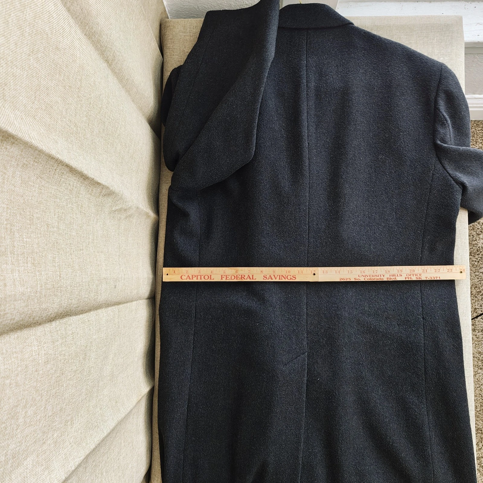 Vintage 90s Stafford Mens 100% Wool Overcoat Size 50L Charcoal Single-Breasted image 7