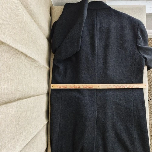 Vintage 90s Stafford Mens 100% Wool Overcoat Size 50L Charcoal Single-Breasted image 7