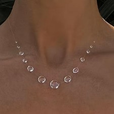 Collar de cuentas de gota de lluvia flotante invisible ilusión clara joyería minimalista