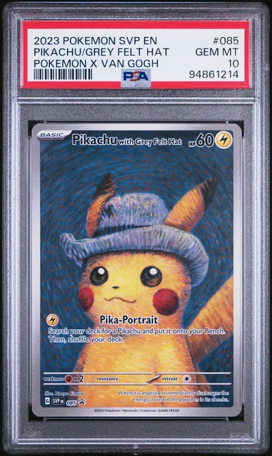2023 POKEMON SVP EN-SV BLACK STAR PROMO #085 PIKACHU WITH GREY FELT HAT PSA 10