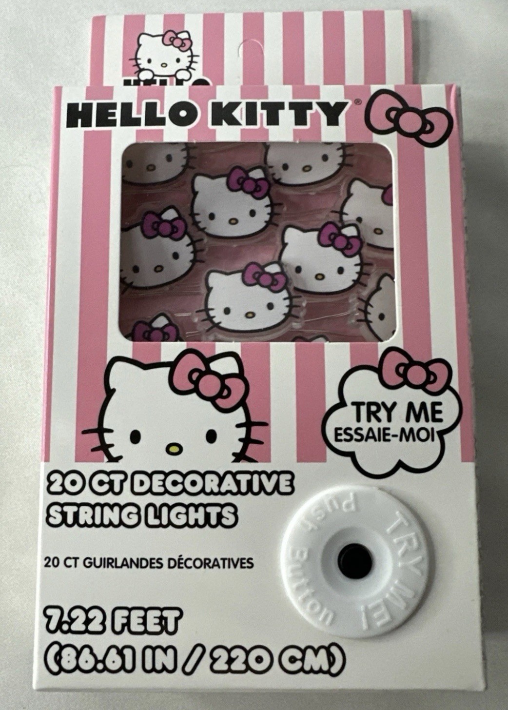 NIB Hello Kitty Decorative String Lights Pink 20 Count PINK Small
