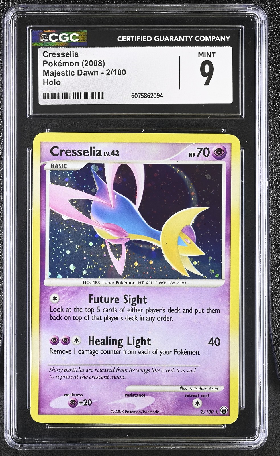 CGC 9 MINT Cresselia 2008 Majestic Dawn 2/100 Holo Pokemon Card