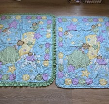 Vintage Lot Baby Blanket Quilt Set 2 Handmade Wish Star Bear Moon Nursery Rhyme