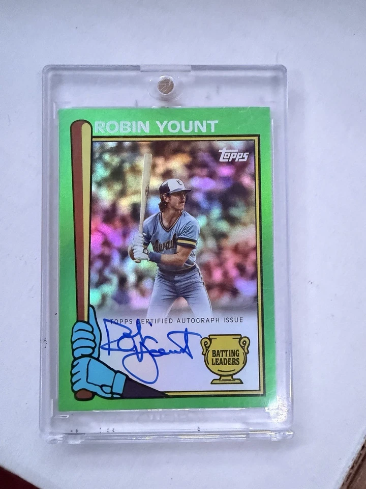 2024 Topps Archives Batting Leaders Robin Yount Auto Sp verde/99 refractor de lámina Foto 2 de 4