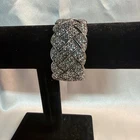 Vintage Blue Rhinestone and Metal Cuff Bracelet Costume Jewelry Silver Tone