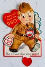 Vintage Valentine Card, Patriotic WW2 Military Army