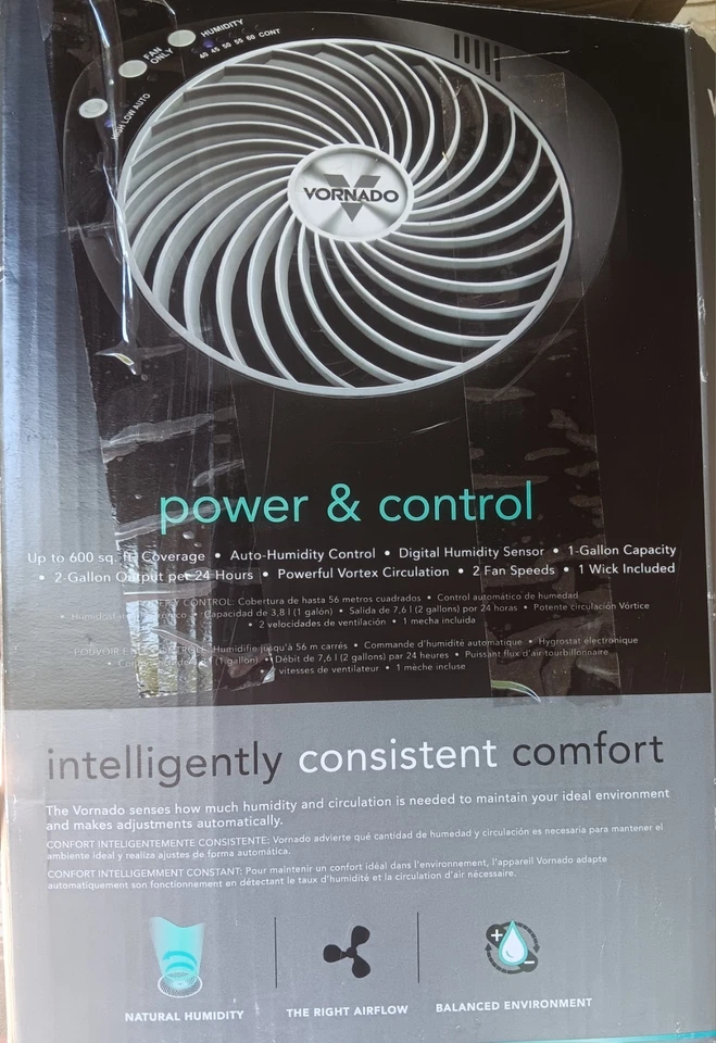 Humidificador evaporativo para toda la habitación Vornado Evap2 negro. Trabajo probado excelente. Foto 3 de 4