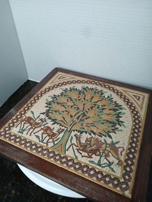 Tree Of Life Mosaic 11x11 Wood Border Lower Right Corner One Tile Missing 