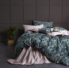 Boho Floral King Duvet Cover Set with Pillowcases, Vintage Leaf Print