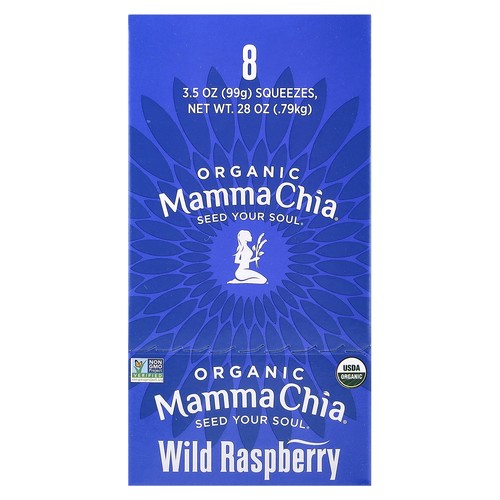 Organic Chia Squeeze®, Vitality Snack, Wild Raspberry, 8 Squeezes, 3.5 oz  (99