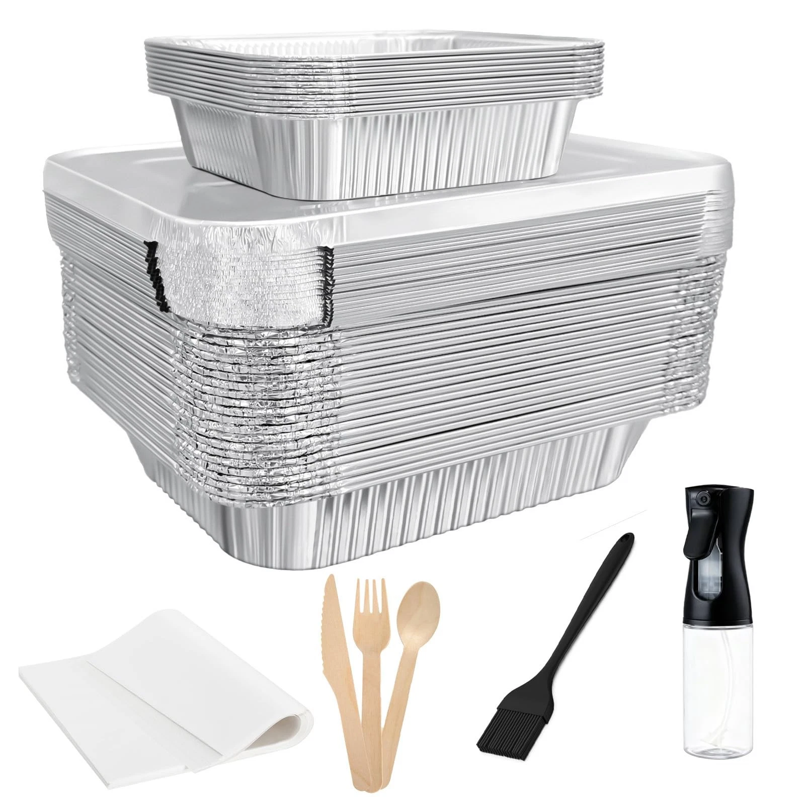 35 Pack 9×13 Disposable Aluminum Pans with Lids(25pc) & 8×8 Aluminum Foil Pan...