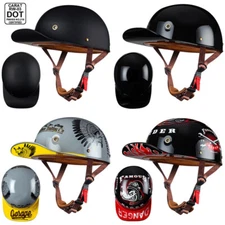 DOT Retro Baseball Cap Motorcycle Half Helmet Open Scooter Motorcycle Helmet
