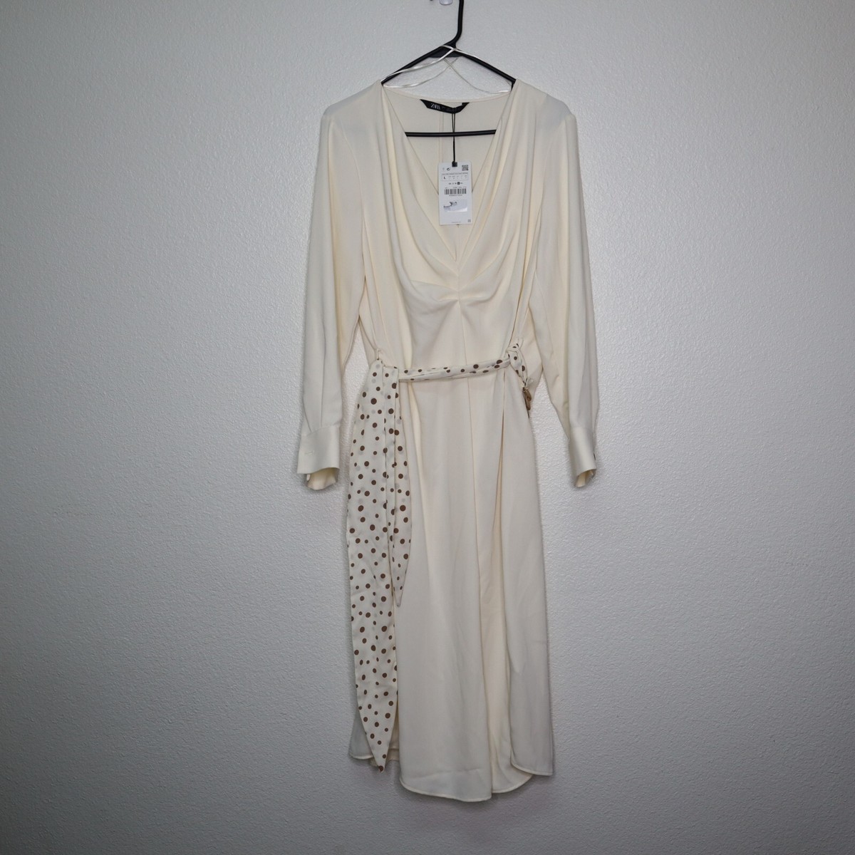さゆ Zara women's dress sz Large belted oversize ecru chain belt