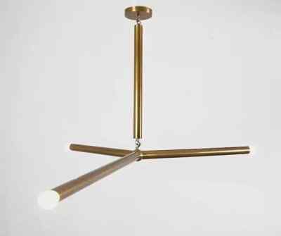 3 Light Pendant Mid Century Modern Raw Brass Sputnik chandelier light