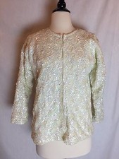 Princess Boutiques  Sequin Long-sleeve Lambswool  Sweater Jacket Size M 
