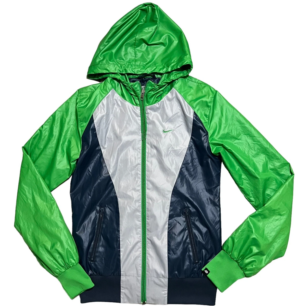 Nike The Athletic Dept. Womens Windbreaker Rain Jacket Size XS green gray blue