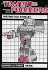 Transformers Original G1 1985 Skids Instruction Booklet Manual