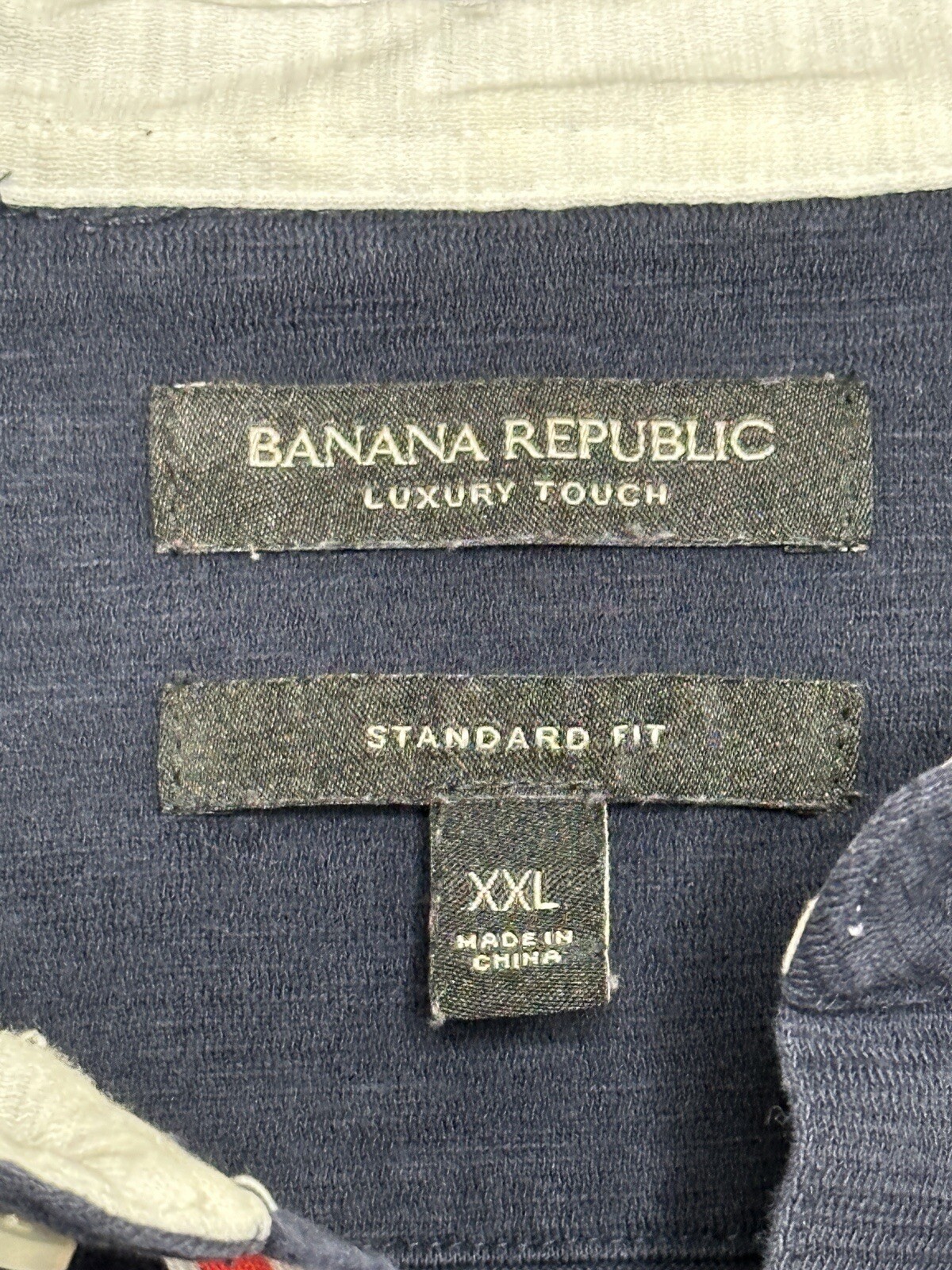 Banana Republic Polo Shirt Adult 2XL XXL Blue Rugby Preppy Luxury Touch