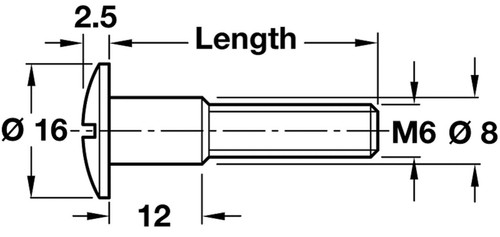 M6 Shoulder Screw With Shank and Screwdriver Slot Galvanised Steel - 第 2/2 張圖片