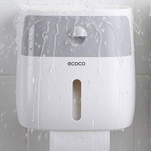 Soporte de papel higiénico ecoco montado en pared impermeable con estante de almacenamiento - Imagen 2 de 7