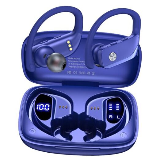 bmanl Wireless Earbudstooth Headphones 48hrs Play Back Sport Earphones Blue