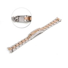 Two-Tone Steel, Rose Gold Strap Bracelet Glidelock for Rolex Submariner GMT 20mm