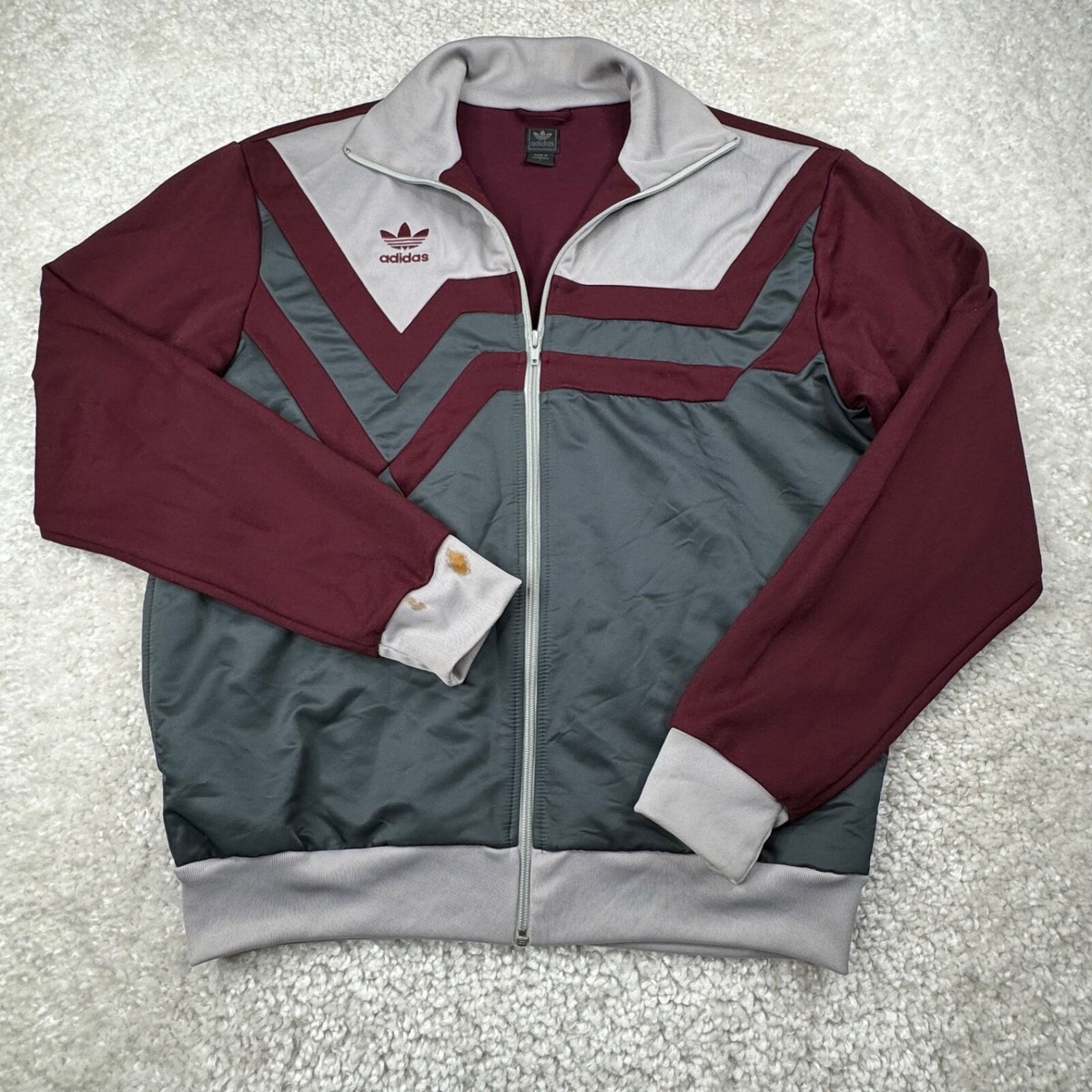 adidas originals track jacket バーガンディー Adidas Track Jacket Mens Large Burgandy Full Zip Vintage 90s