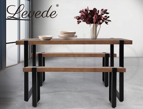 Levede 2x Dining Bench Chairs Wooden Seat Kitchen Outdoor Garden Patio 115CM - Picture 9 of 9