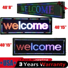 40"X15, 40"X8" LED Sign Indoor Scrolling Message Board 3/7 Color Programmable US