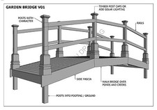 GARDEN BRIDGE DECK V01 - UNIQUE DESIGN - Building Construction PLANS 3D and 2D
