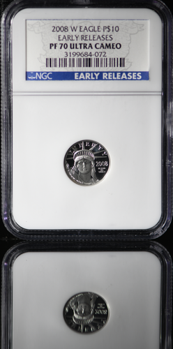 2008-W $10 Proof PLATINUM EAGLE 1/10 Oz ~ NGC PF70 U Cameo Early Rease KEY DATE - Picture 2 of 3