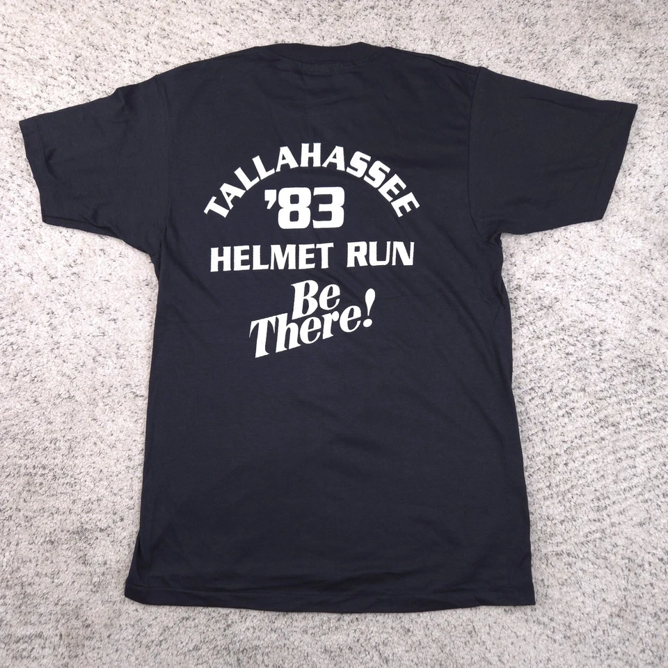 Camiseta De Colección Motociclista Adulto Mediana Pequeña Hanes 50/50 Casco Run Law Años 80 Motocicleta Foto 2 de 4