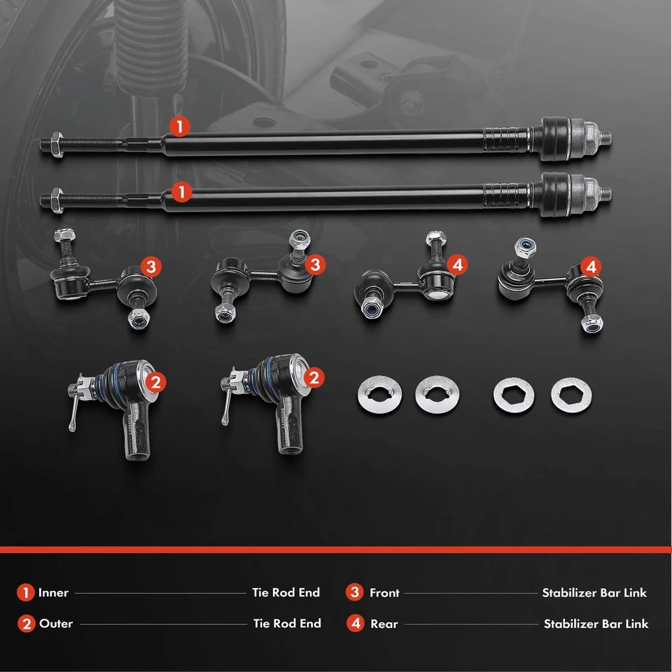 Barra estabilizadora delantera y trasera 8 piezas eslabones y extremos de barra de amarre para Acura RSX 2002-2006 2,0 L Foto 2 de 4