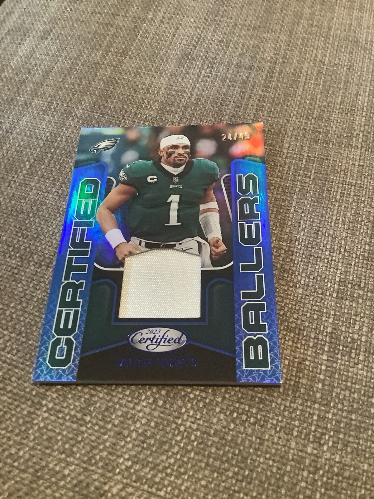 2023 CERTIFIED FOOTBALL CERTIFIED BALLERS PATCH JALEN HURTS BLUE /49 EAGLES 