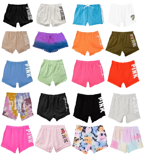 VICTORIA'S SECRET PINK LOGO BOYFRIEND HERITAGE FLEECE SHORTS XS S M L XL XXL NWT