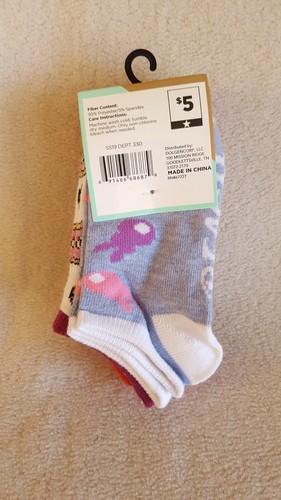 6 Pack Verbiage Girls Youth Low Cut Ankle Socks Shoe Size 9-3.5 Multi-Colors New - Picture 2 of 5