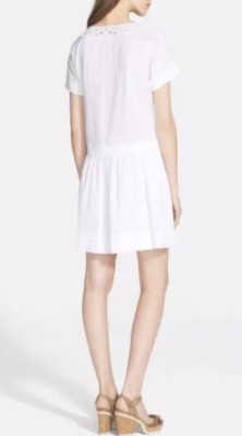 white drop waist pleated dress Julie Mini Dress