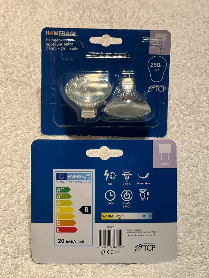 Halogen Spotlight Bulbs 20W, Dimmable, Warm White 2800K, 250 Lumens, 12V(2-bulb) - Image 2 of 4