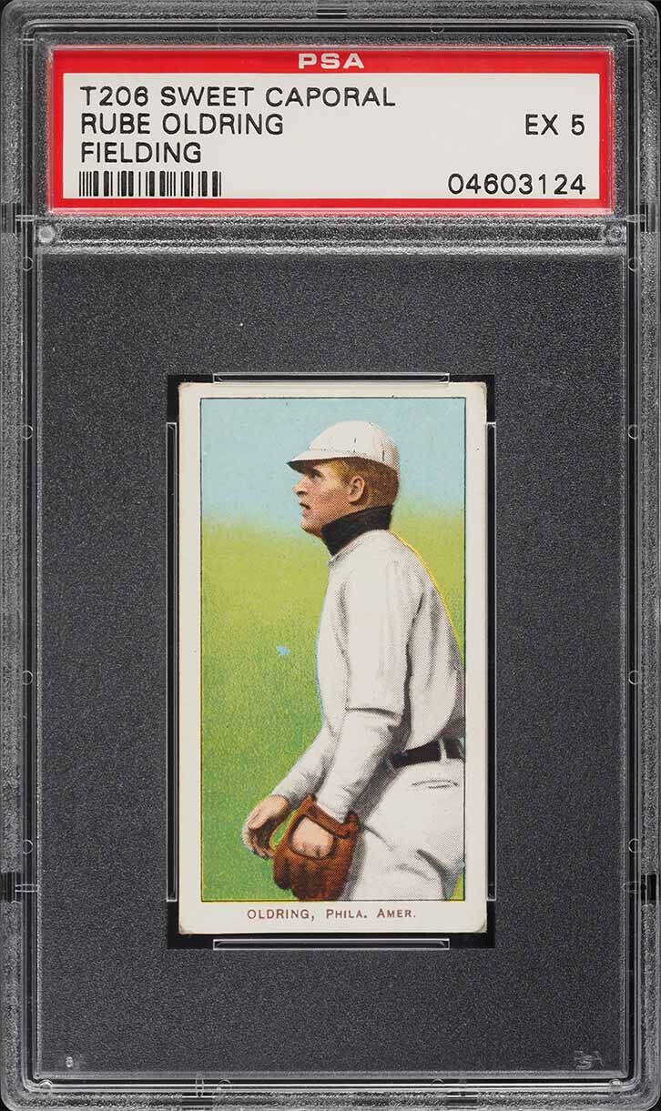1909-11 T206 Rube Oldring FIELDING, SWEET CAPORAL 150/30 PSA 5 EX