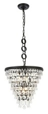 Dining Room Kitchen Island Crystal Chandelier Black Pendant Light Fixture 18"
