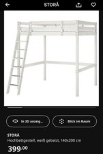 Hochbett 140 x 200 erwachsene gebraucht, Holz, weiss, gebraucht